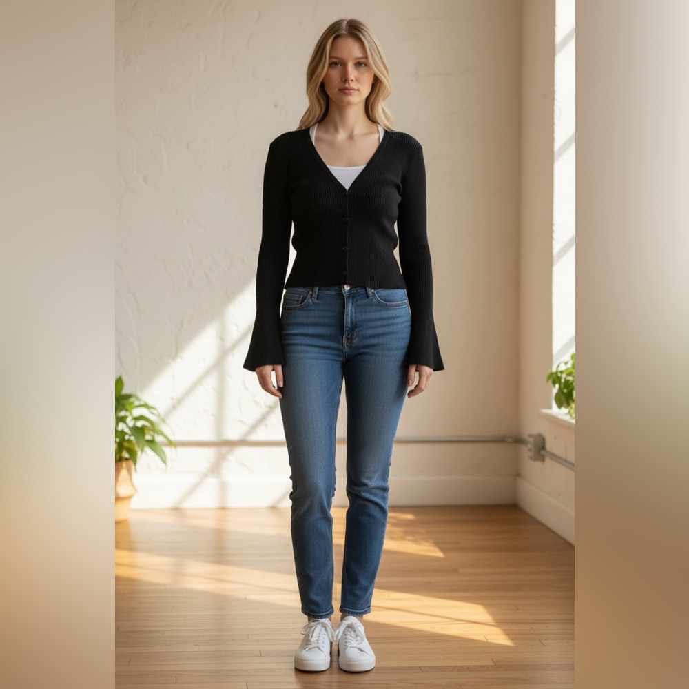 Princess Polly Black Ribbed Knit Top